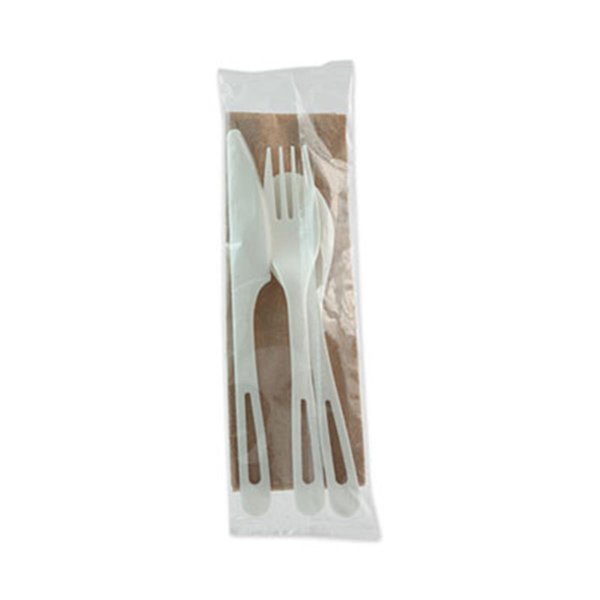 World Central WOR 6 in. TPLA Compostable Cutlery Set; White - Case of 250 ASPSTN